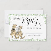 Dinosaur Theme Wedding Reply RSVP Karte (Vorderseite)