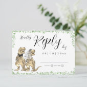 Dinosaur Theme Wedding Reply RSVP Karte (Stehend Vorderseite)