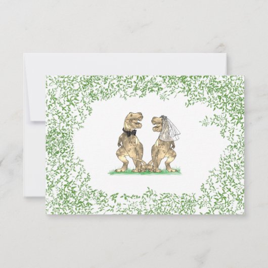 Dinosaur Theme Wedding Reply RSVP Karte (Rückseite)