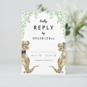 Dinosaur Theme Wedding Reply RSVP Karte (Stehend Vorderseite)