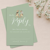 Dinosaur Theme Wedding Reply Sage Green RSVP Karte