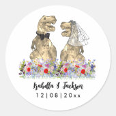 Dinosaur Theme Wedding Runder Aufkleber (Vorderseite)