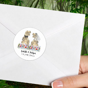 Dinosaur Theme Wedding Runder Aufkleber