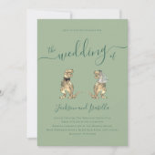 Dinosaur Theme Wedding Sage Green Einladung (Vorderseite)