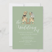 Dinosaur Theme Wedding Sage Green QR Code Einladung (Vorderseite)