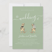 Dinosaur Theme Wedding Sage Green White QR Code Einladung (Vorderseite)