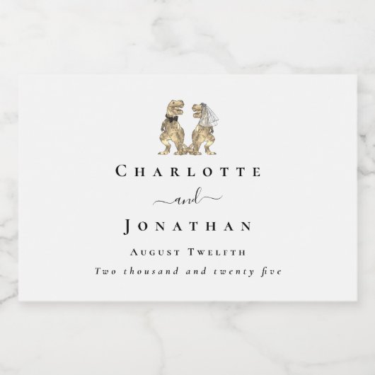 Dinosaur Theme Wedding Schaumweinetikett (Einzelnes Label)