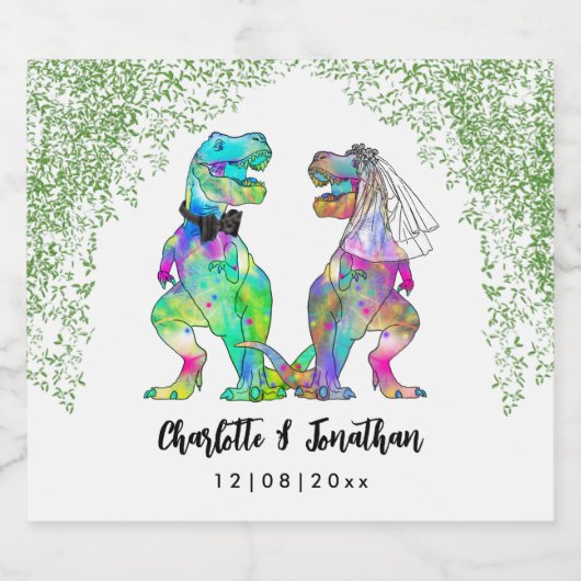 Dinosaur Theme Wedding Schaumweinetikett (Einzelnes Label)