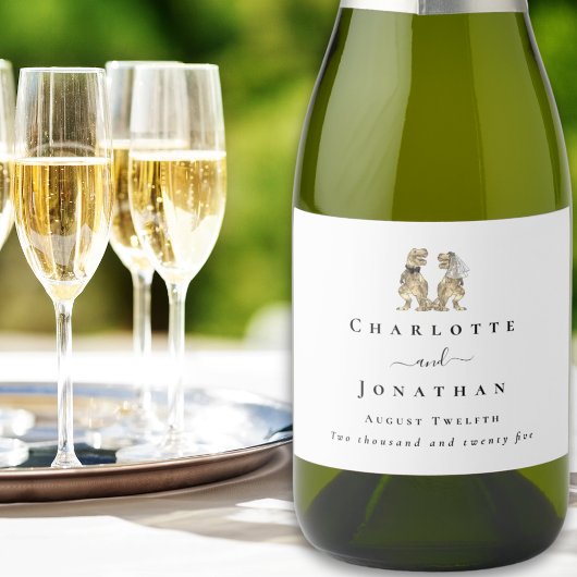 Dinosaur Theme Wedding Schaumweinetikett