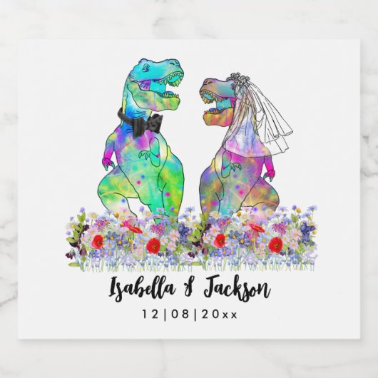 Dinosaur Theme Wedding Schaumweinetikett (Einzelnes Label)