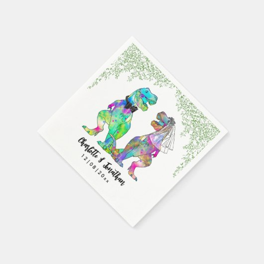 Dinosaur Theme Wedding Serviette (Ecke)