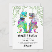 Dinosaur Theme Wedding Vielen Dank Dankeskarte (Vorderseite)
