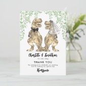 Dinosaur Theme Wedding Vielen Dank Dankeskarte (Stehend Vorderseite)