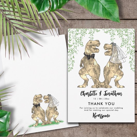 Dinosaur Theme Wedding Vielen Dank Dankeskarte