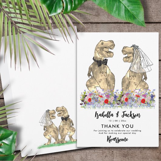 Dinosaur Theme Wedding Vielen Dank Dankeskarte