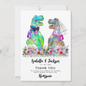 Dinosaur Theme Wedding Vielen Dank Dankeskarte (Vorderseite)