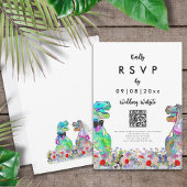 Dinosaur Theme Wedding Website QR Code RSVP Karte