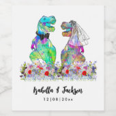 Dinosaur Theme Wedding Weinetikett (Einzelnes Label)