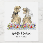 Dinosaur Theme Wedding Weinetikett (Einzelnes Label)