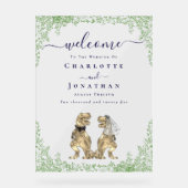 Dinosaur theme Wedding Welcome Navy Blue Script Acrylschild (Vorderseite)
