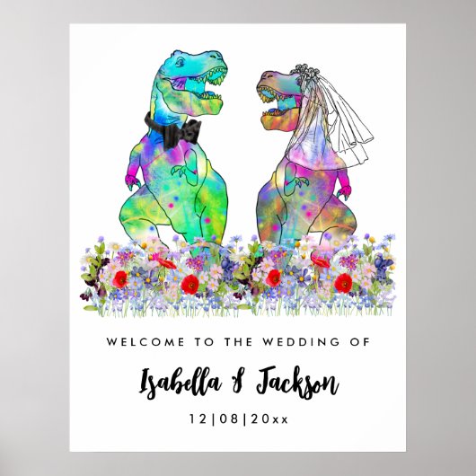 Dinosaur Theme Wedding Willkommen Poster (Vorne)