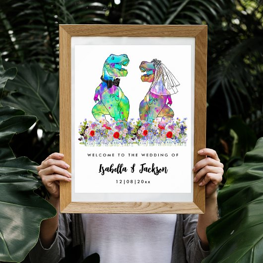 Dinosaur Theme Wedding Willkommen Poster
