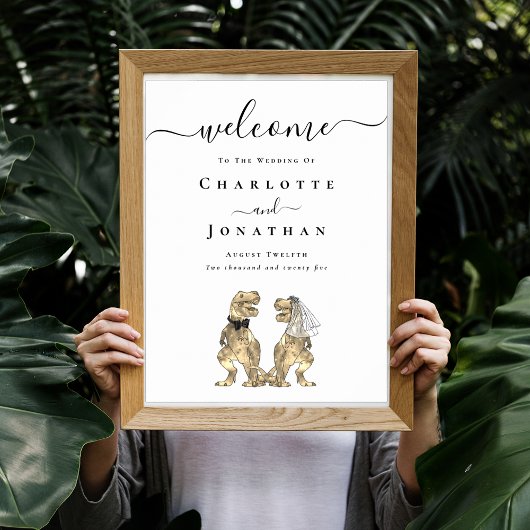 Dinosaur Theme Wedding Willkommen Poster