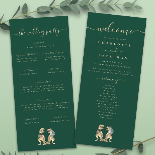 Dinosaur Theme Wedding Zeremony Green Programm