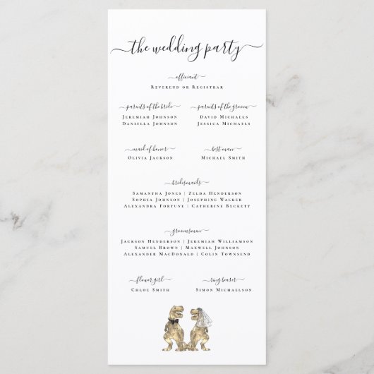 Dinosaur Theme Wedding Zeremony Programm (Rückseite)