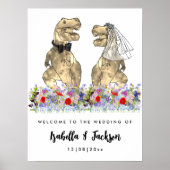 Dinosaur Theme Wildblume Hochzeit Willkommen Poster (Vorne)