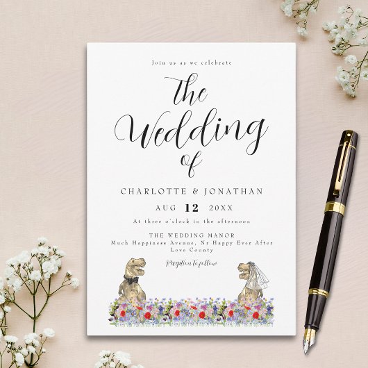 Dinosaur Theme Wildblume Wedding Einladung