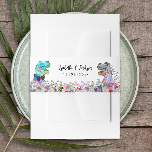 Dinosaur Theme Wildblume Wedding Einladungsbanderole