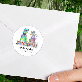 Dinosaur Theme Wildblume Wedding Runder Aufkleber