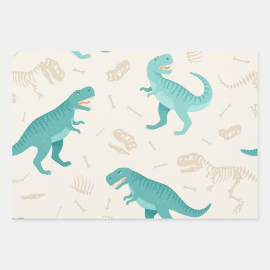 Dinosaur Theme Wrapping Paper Sheets Geschenkpapier Set (Vorderseite 3)