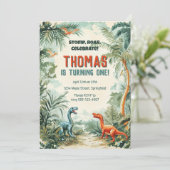 Dinosaur Themed Birthday Einladung (Stehend Vorderseite)