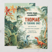Dinosaur Themed Birthday Einladung (Vorne/Hinten)