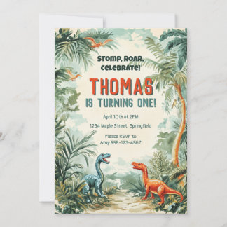 Dinosaur Themed Birthday Einladung