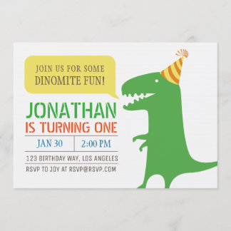 Dinosaur Themed Einladung zum ersten Geburtstag