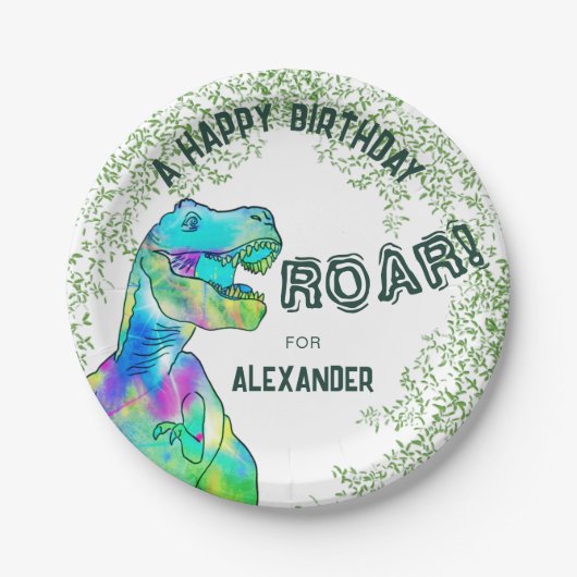 Dinosaur Themed Geburtstagsparty Pappteller (Vorderseite)