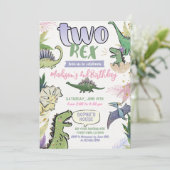 Dinosaur Themed Party 2. Geburtstag Einladung (Stehend Vorderseite)