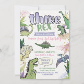Dinosaur Themed Party 3. Geburtstag Einladung (Vorderseite)