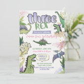 Dinosaur Themed Party 3. Geburtstag Einladung (Stehend Vorderseite)