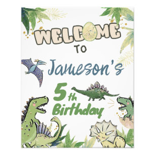 Dinosaur Themed Party Begrüßungszeichen Fotodruck