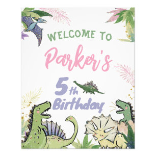 Dinosaur Themed Party Begrüßungszeichen Fotodruck