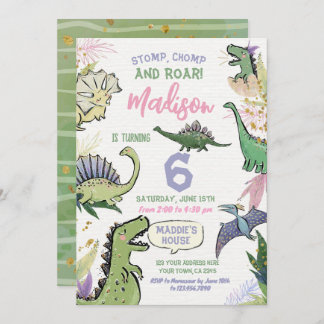Dinosaur Themed Party Geburtstag Einladung