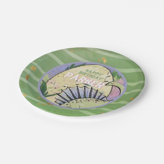 Dinosaur Themed Party Pappteller (Schrägansicht)