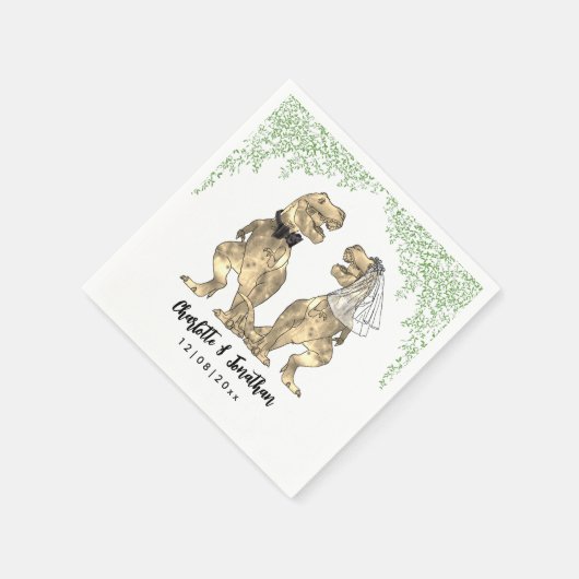 Dinosaur Themed Wedding Custom Serviette (Ecke)