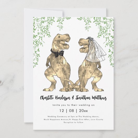 Dinosaur Themed Wedding Einladung (Vorderseite)