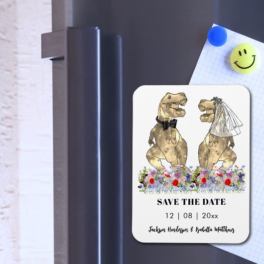 Dinosaur Themed Wedding Fun Save the Date Magnet