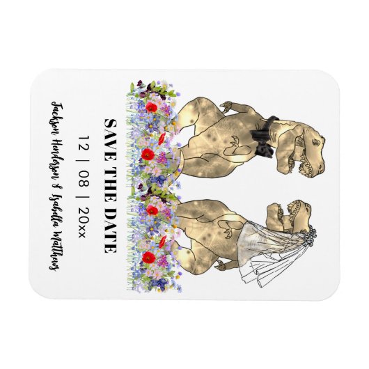 Dinosaur Themed Wedding Fun Save the Date Magnet (Horizontal)